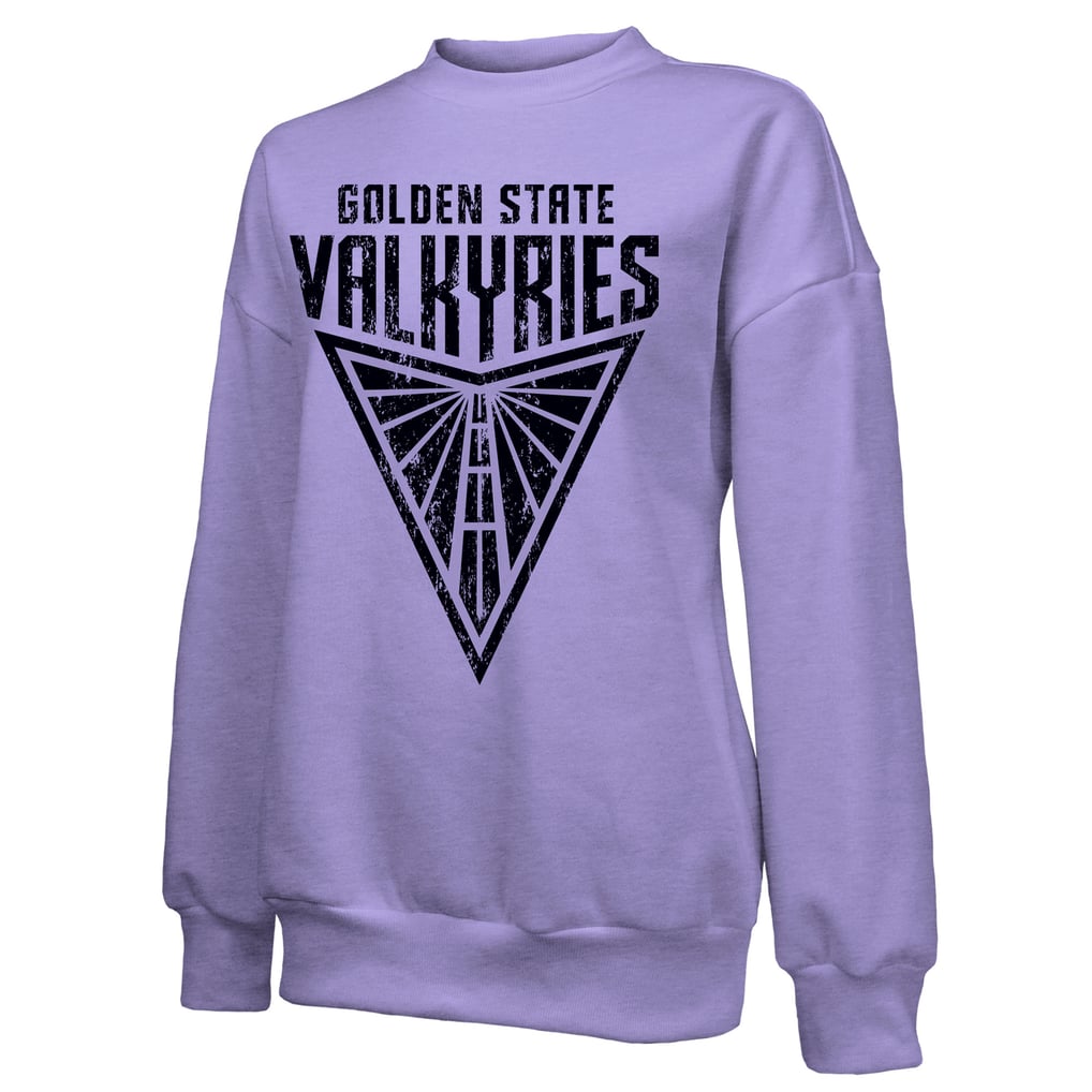 Golden State Valkyries Majestic Threads Women's Oversized Primary Logo Drop Shoulder Tri-Blend Pullover Sweatshirt - Violet