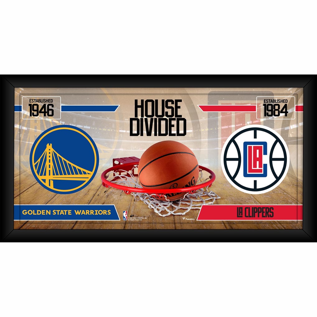 Golden State Warriors vs. LA Clippers Fanatics Authentic Framed 10" x 20" House Divided Collage