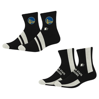 Golden State Warriors Starter  Summit Stripe 2-Pair Pack Quarter Socks - Black
