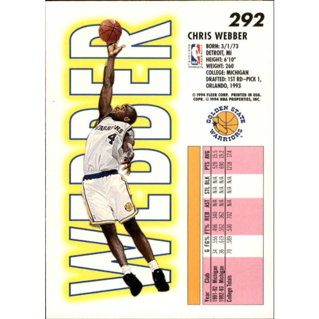 1993-94 Fleer #292 Chris Webber RC