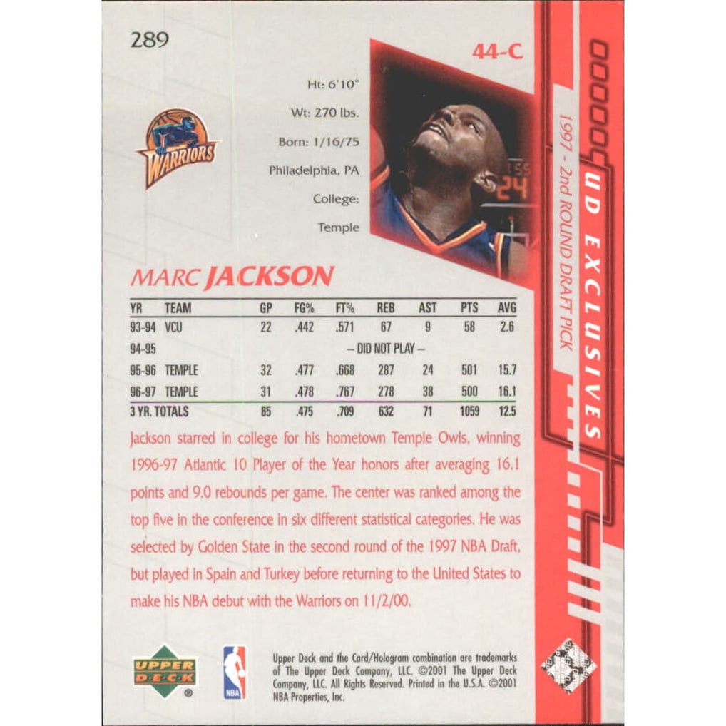 2000-01 Upper Deck Silver #289 Marc Jackson