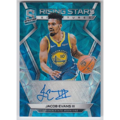 2018-19 Panini Spectra Rising Stars Signatures Neon Blue #22 Jacob Evans III