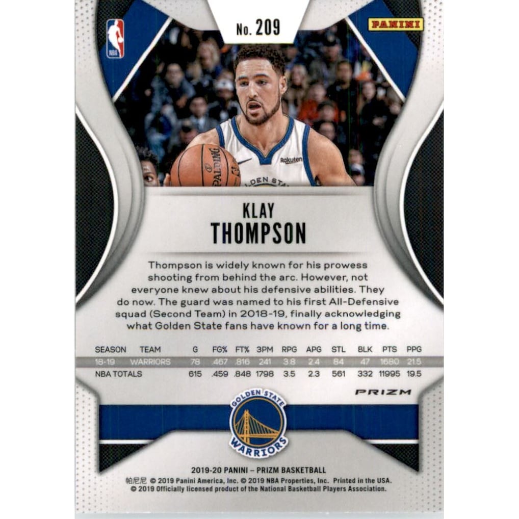 2019-20 Panini Prizm Prizms Hyper #209 Klay Thompson