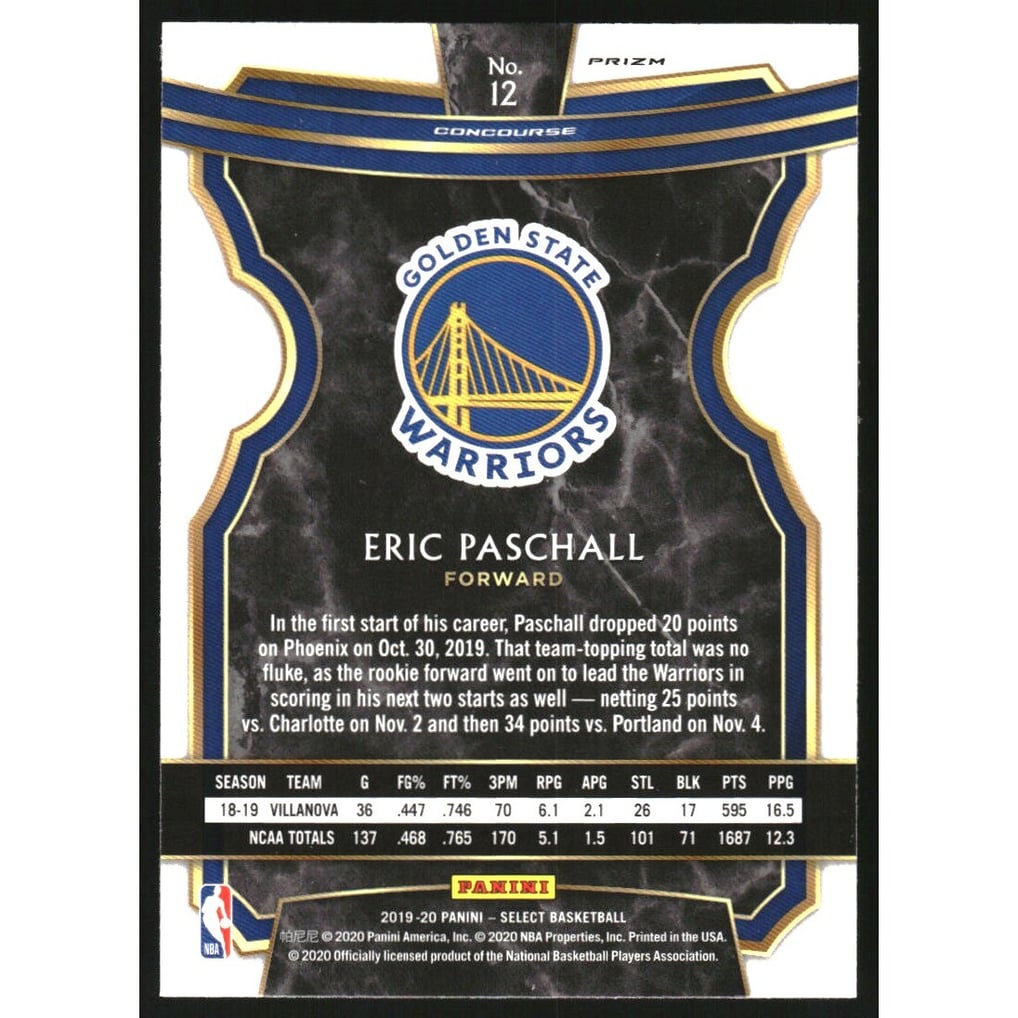 2019-20 Select Prizms Tri Color #12 Eric Paschall