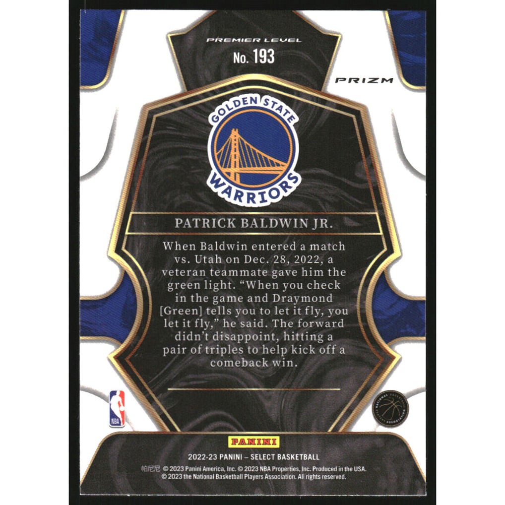 2022-23 Select Prizms Orange Flash #193 Patrick Baldwin Jr.
