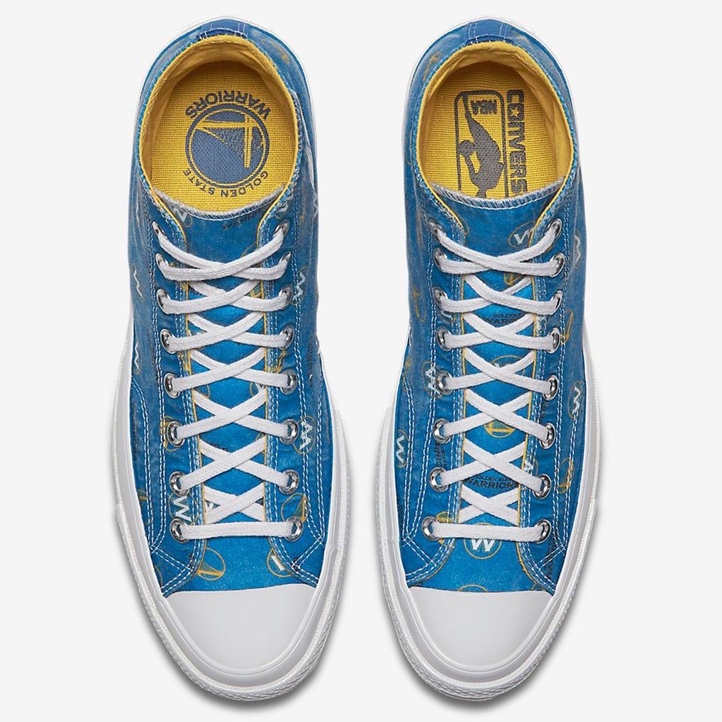Golden State Warriors Converse Chambray High Top Sneakers display picture 2