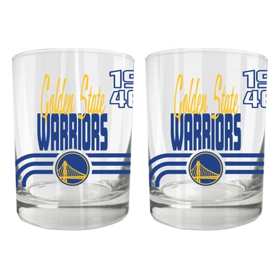 Golden State Warriors Two-Piece 12oz. Heritage Rocks Glass Set