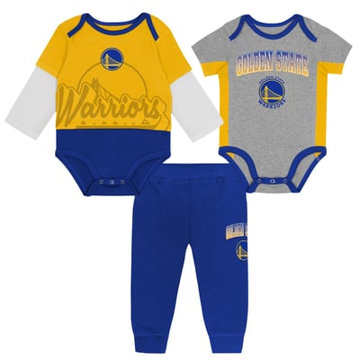 Golden State Warriors Outerstuff Infant Rim Protectors Three-Piece Bodysuit & Pants Set