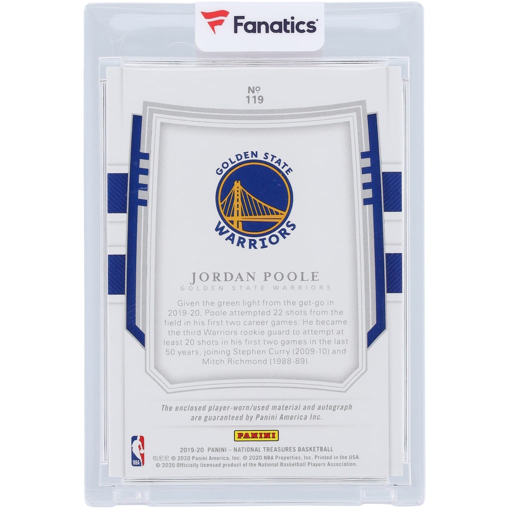 Jordan Poole Golden State Warriors Autographed 2019-20 Panini 