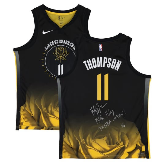 Klay Thompson Golden State Warriors Autographed Fanatics Authentic Black Nike 2022-23 City Edition Swingman Jersey with Multiple Inscriptions - Limited Edition #1/10