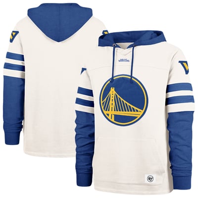  Golden State Warriors '47 Split Zone Cornerback Duo Fleece Hoodie - Cream/Royal