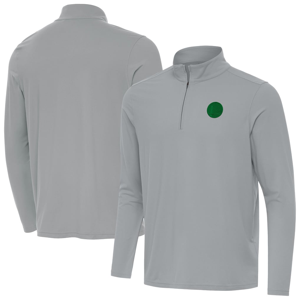 Golden State Warriors Antigua St. Patrick's Day Intent Quarter-Zip Jacket - Gray