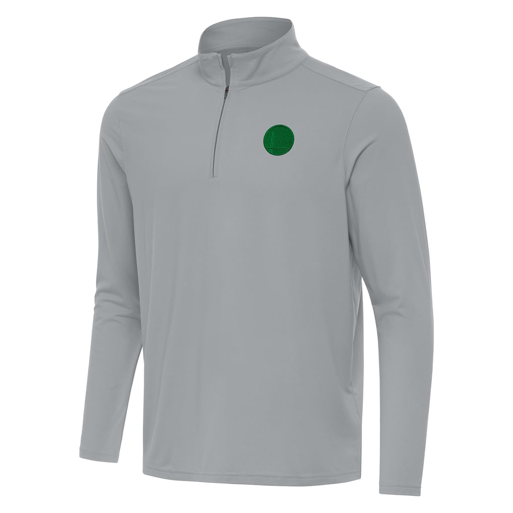 Golden State Warriors Antigua St. Patrick's Day Intent Quarter-Zip Jacket - Gray