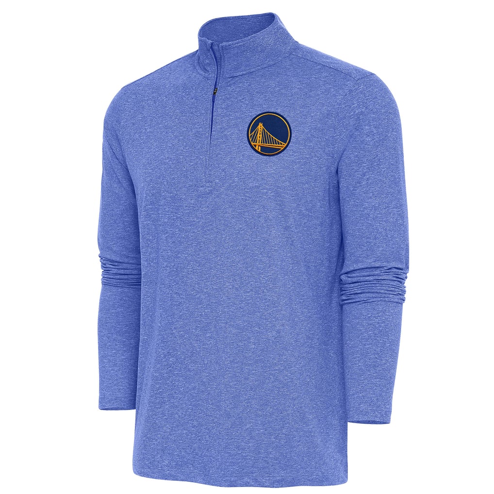  Golden State Warriors Antigua Hunk Quarter-Zip Pullover Top - Heather Royal