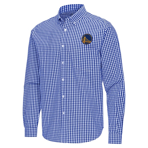 golden state warriors dress shirt Men's Antigua Royal Ellis Woven Tri-Blend Button-Down Size: Small Mens apparel