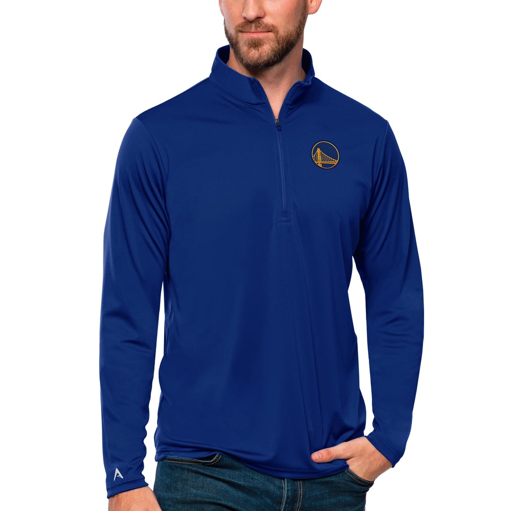 Golden State Warriors Antigua Tribute Quarter-Zip Pullover Top - Royal