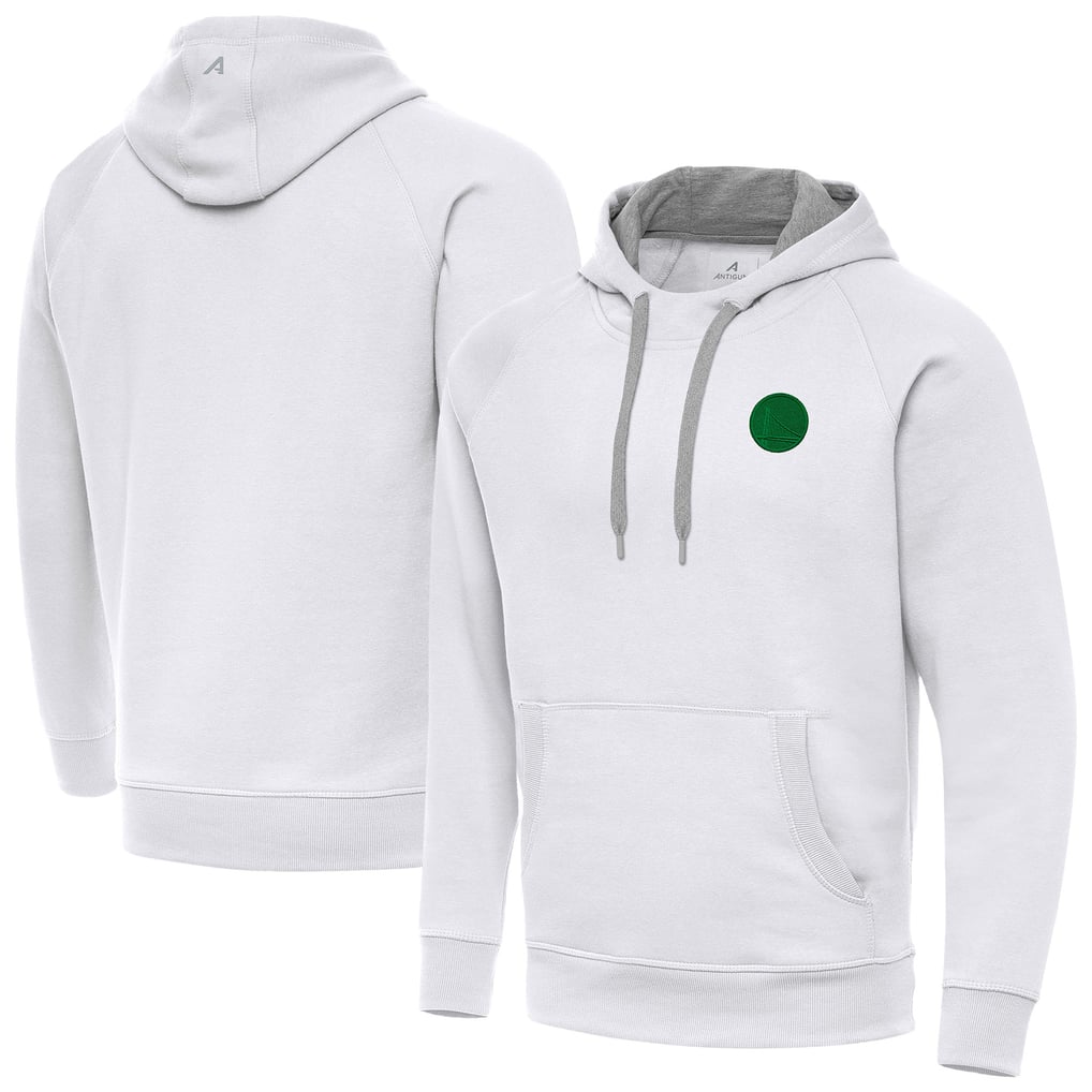 Golden State Warriors Antigua St. Patrick's Day Victory Raglan Pullover Hoodie - White