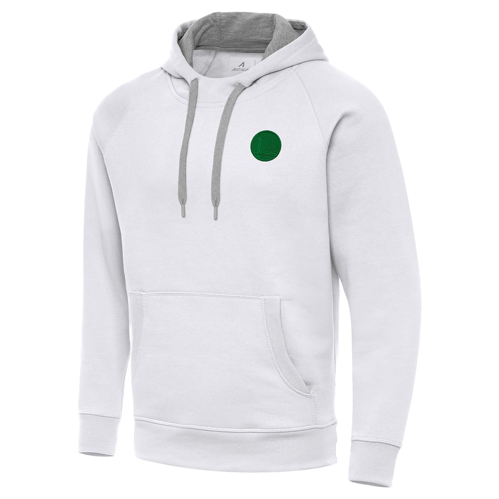 Golden State Warriors Antigua St. Patrick's Day Victory Raglan Pullover Hoodie - White