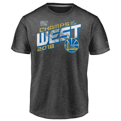 Golden State Warriors Fanatics 2018 Western Conference Champions Locker Room T-Shirt - Heather Charcoal