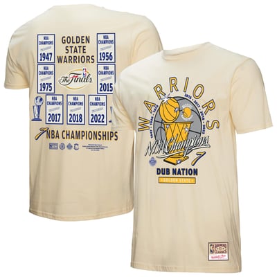 Golden State Warriors Mitchell & Ness Hardwood Classics Champions Vintage T-Shirt - Cream