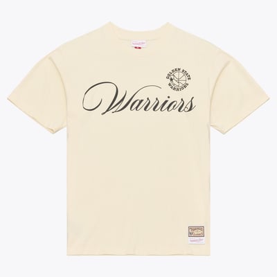  Golden State Warriors Mitchell & Ness Hardwood Classics Cookies & Cream T-Shirt - Cream