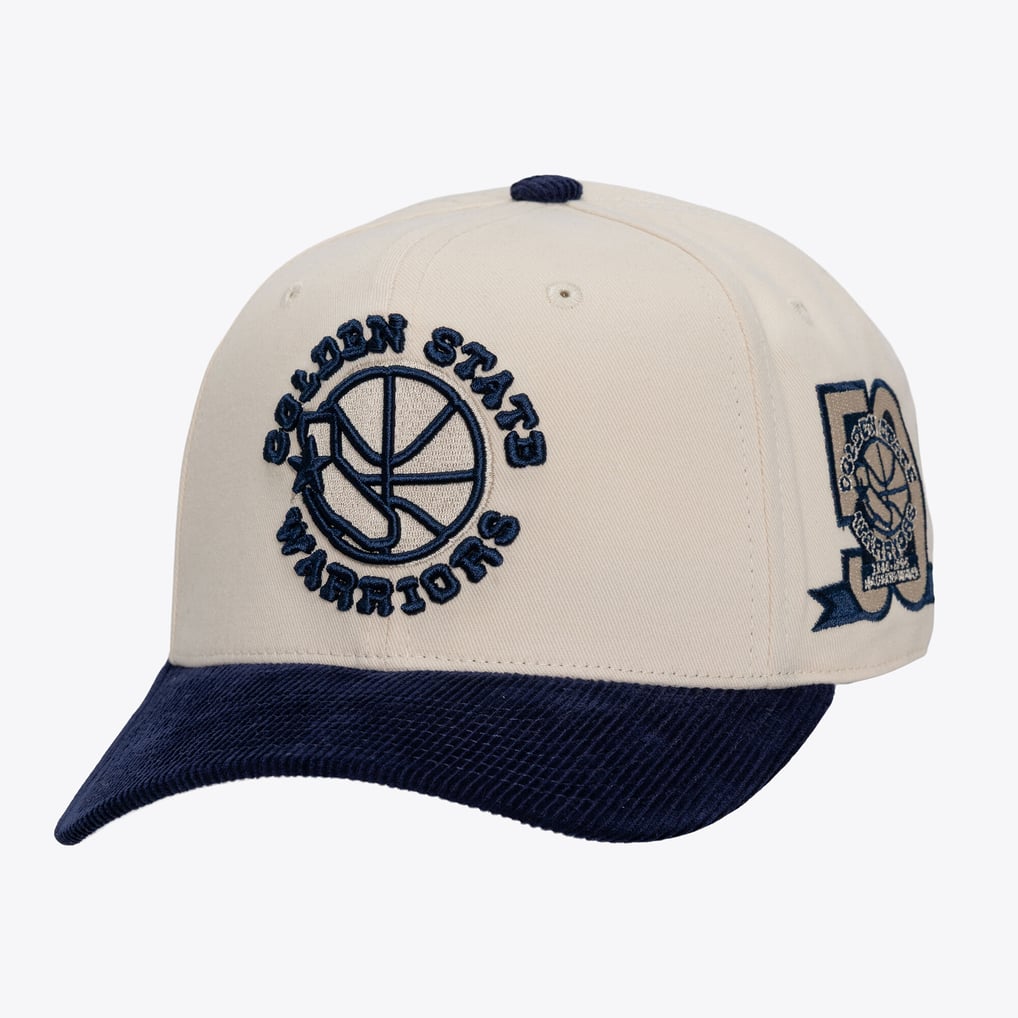  Golden State Warriors Mitchell & Ness Two-Tone Pro-Crown Adjustable Hat - Cream