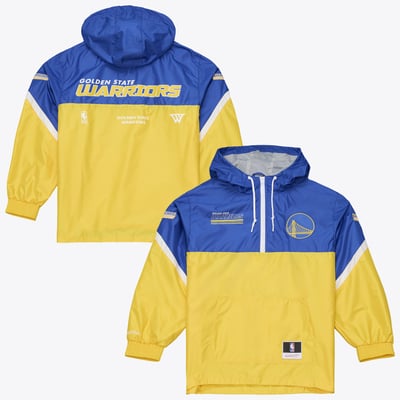 Golden State Warriors Mitchell & Ness  Triple Check Half-Zip Windbreaker Jacket - Gold