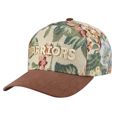 Golden State Warriors Mitchell & Ness Tapestry Wordmark Pro Snapback Hat - Tan