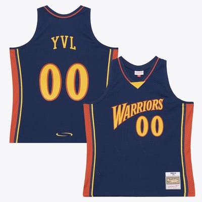 Golden State Warriors Mitchell & Ness x Playboi Carti 2002-03 Swingman Jersey - Navy