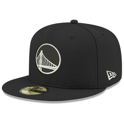 Golden State Warriors New Era White Logo 59FIFTY Fitted Hat - Black
