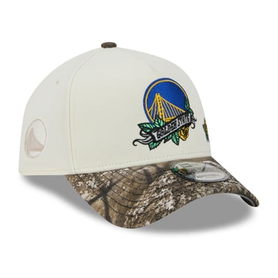  Golden State Warriors New Era Rose Banner 9FORTY A-Frame Adjustable Hat - Cream/Camo