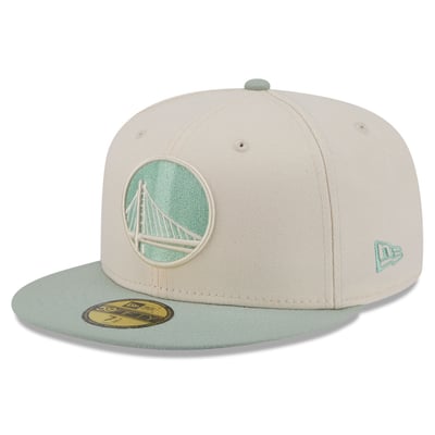 Golden State Warriors New Era Color Pack 2-Tone 59FIFTY Fitted Hat - Cream/Light Green
