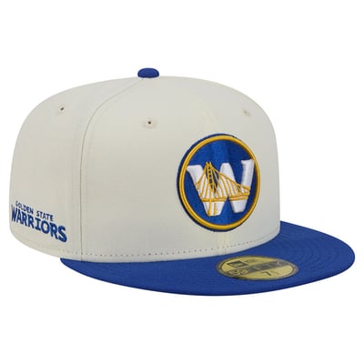 Golden State Warriors New Era Deceptor 59FIFTY Fitted Hat - Cream/Royal