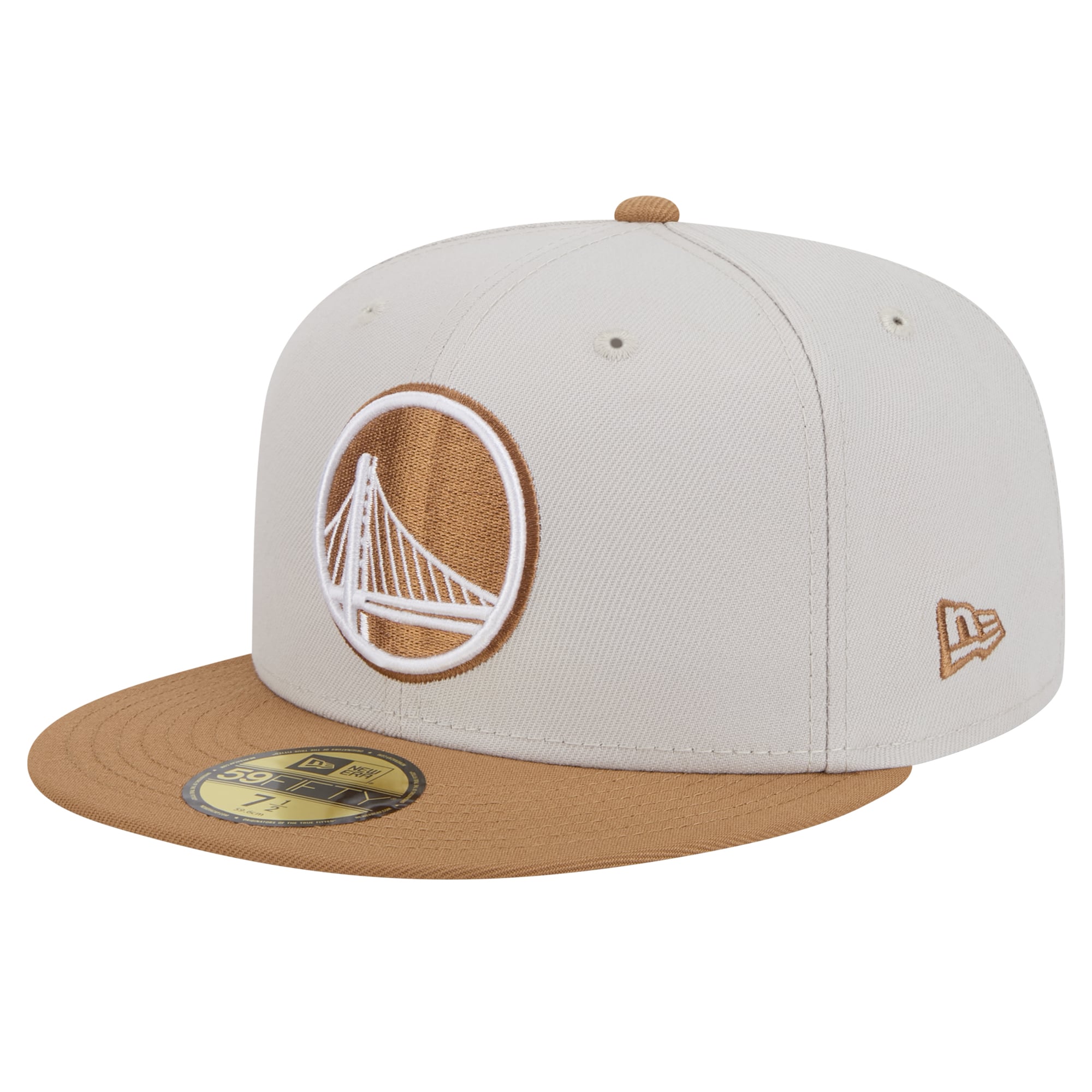 New Era Gold Embellished Tan and Gray SnapBack Hat New Era 59Fifty Chrome Walnut Gradient 50yrs | Bigg City Cap  main image 4