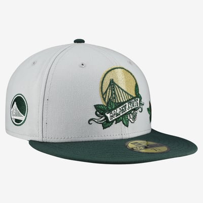  Golden State Warriors New Era Rose Banner 59FIFTY Fitted Hat - Gray/Green