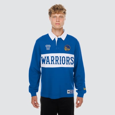 Golden State Warriors New Era Rugby Long Sleeve Polo - Royal