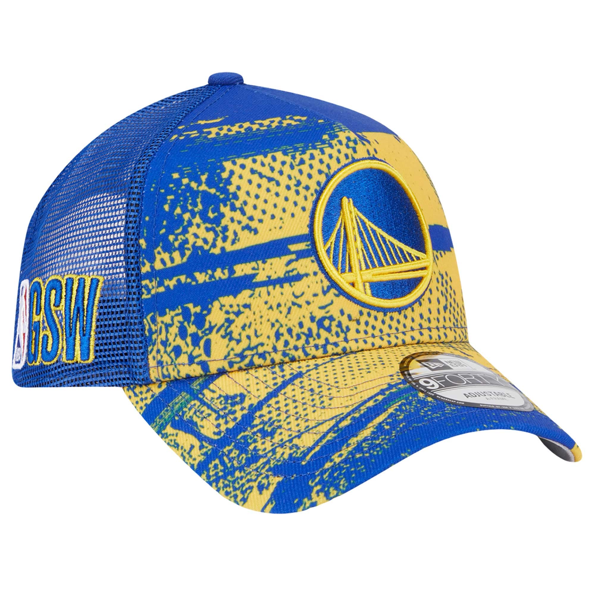 Men's Golden State Warriors New Era Royal/Gold Tip Off A-Frame Trucker ...