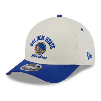 Golden State Warriors New Era Arch 9FORTY A-Frame M-Crown Adjustable Hat - White/Royal