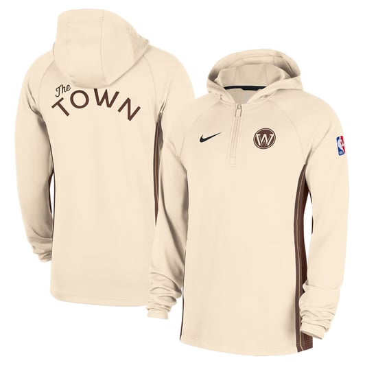  Golden State Warriors Nike 2025/26 City Edition Remix Authentic On-Court Quarter-Zip Dri-FIT Hooded Jacket - Natural