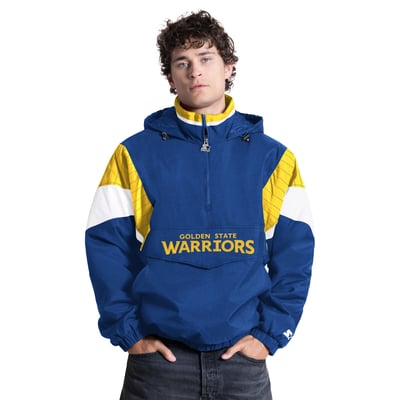 Golden State Warriors Starter The Throwback Half-Zip Hooded Jacket - Royal