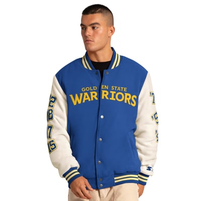 Golden State Warriors Starter Triple Crown Commemorative Full Snap Jacket - Royal