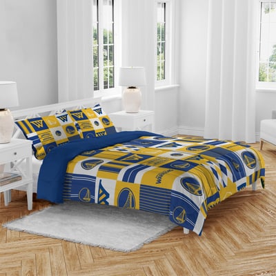 Golden State Warriors Pegasus Patchwork Plaid Three-Piece Full/Queen Bed in a Bag Set