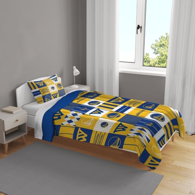 Golden State Warriors Pegasus Patchwork Plaid Two-Piece Twin/Twin XL Bed in a Bag Set