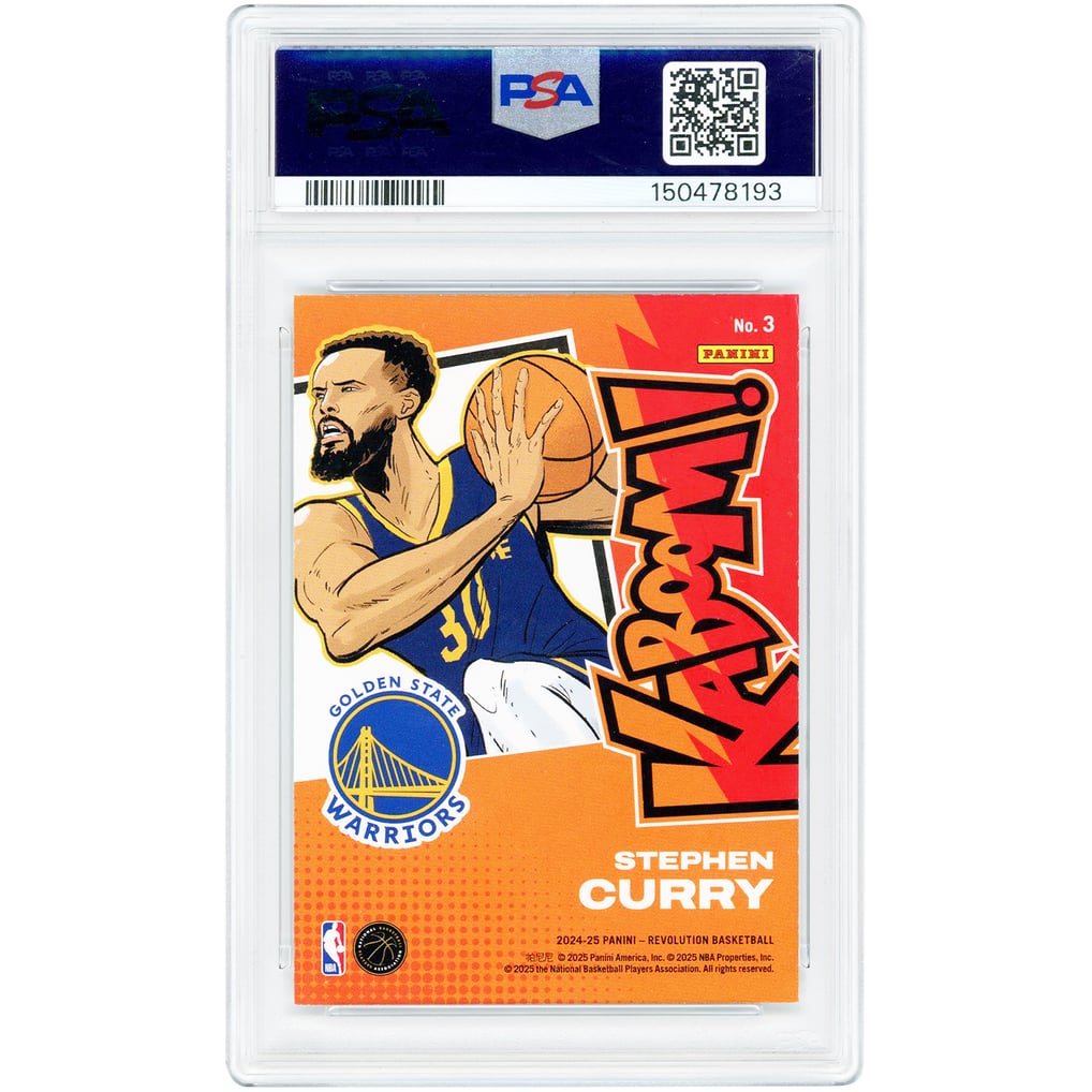 Stephen Curry Golden State Warriors 2024-25 Panini Revolution Kaboom #3 PSA Authenticated 8 Card