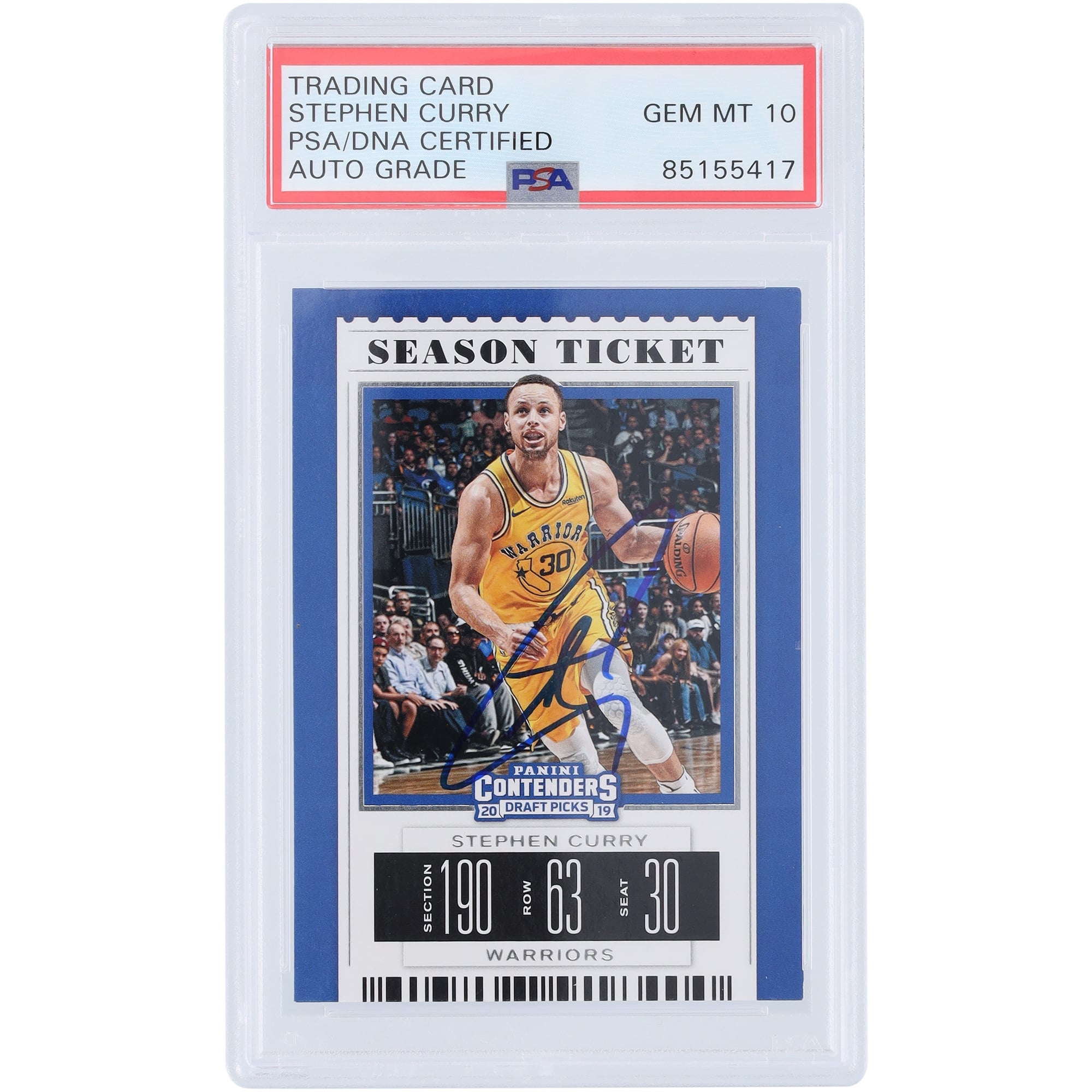 Stephen Curry Golden State Warriors Autographed 2019 Panini 
