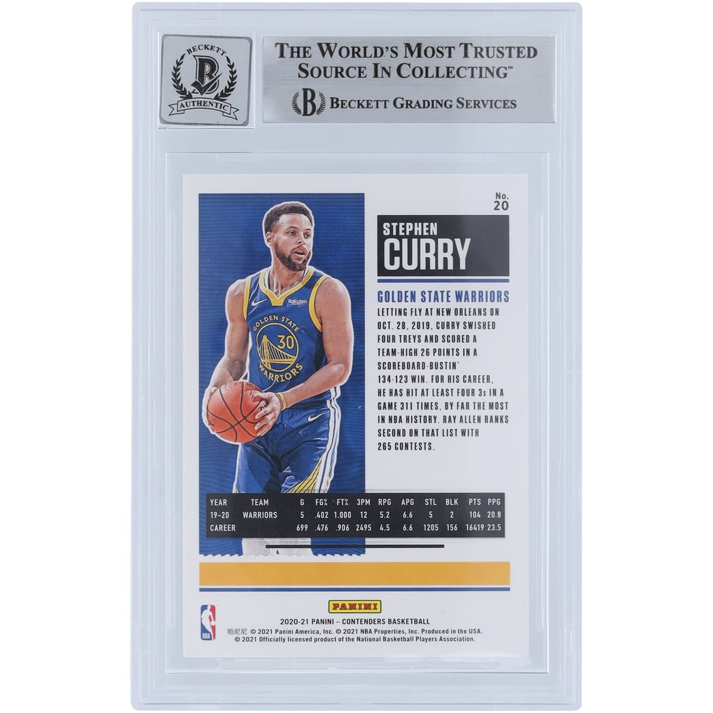Stephen Curry Golden State Warriors Autographed 2020-21 Panini 