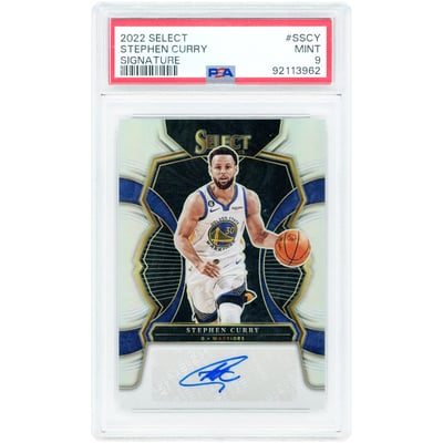 Stephen Curry Golden State Warriors Autographed 2022-23 Panini Select Silver Prizm #S-SCY #49/99 PSA Authenticated 9 Card