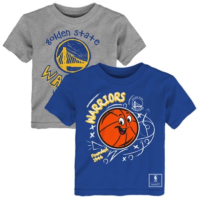  Golden State Warriors Mitchell & Ness Toddler Two-Pack Sketched Up T-Shirt Set  - Royal/Heather Gray