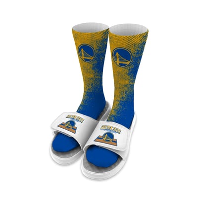 Golden State Warriors ISlide Unisex Court Collage Sock & Slide Bundle