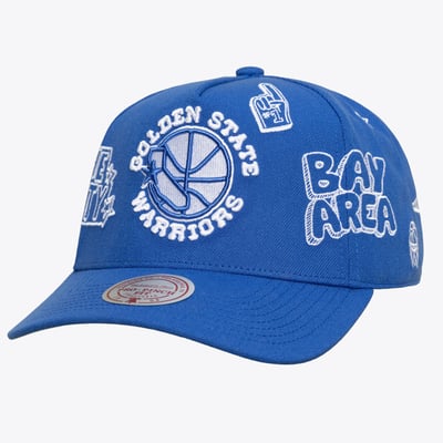  Golden State Warriors Mitchell & Ness Unisex Hardwood Classics Downtown Doodle Pro Snapback Hat - Royal